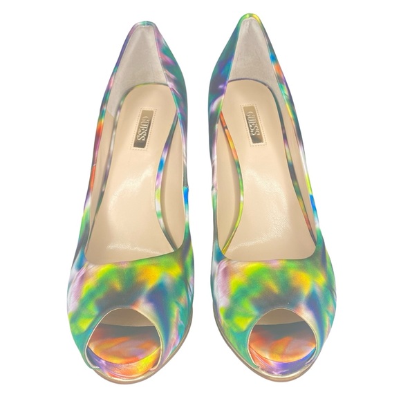 Guess Honora Watercolor Platform Peep Toe Stiletto Pump size 7.5 - Picture 1 of 8